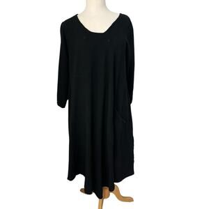 Oh My Gauze! Dress Black Asymetrical Lagenlook Minimalist Cotton Boho Large